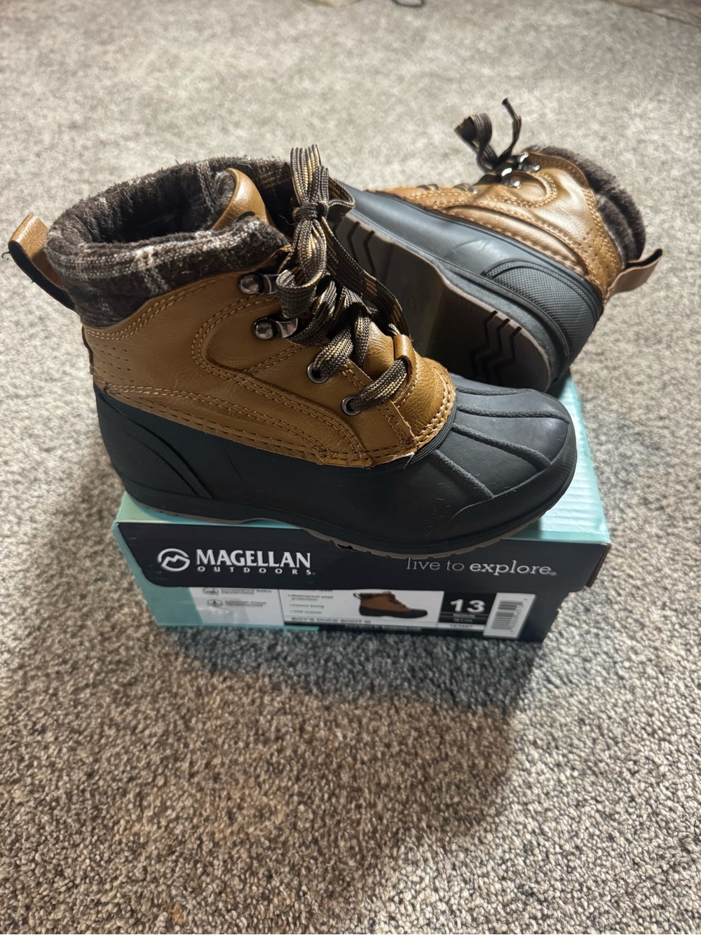 Magellan Outdoors Kids Brown and Black Waterproof Snow Boots